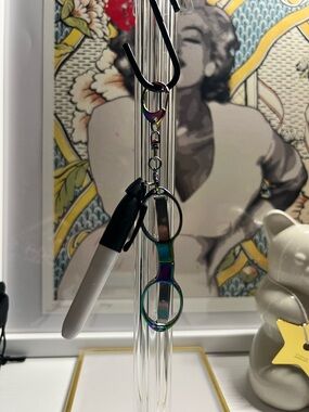 NEW Mini Black Sharpie & Foldable Iridescent Scissor Keychain